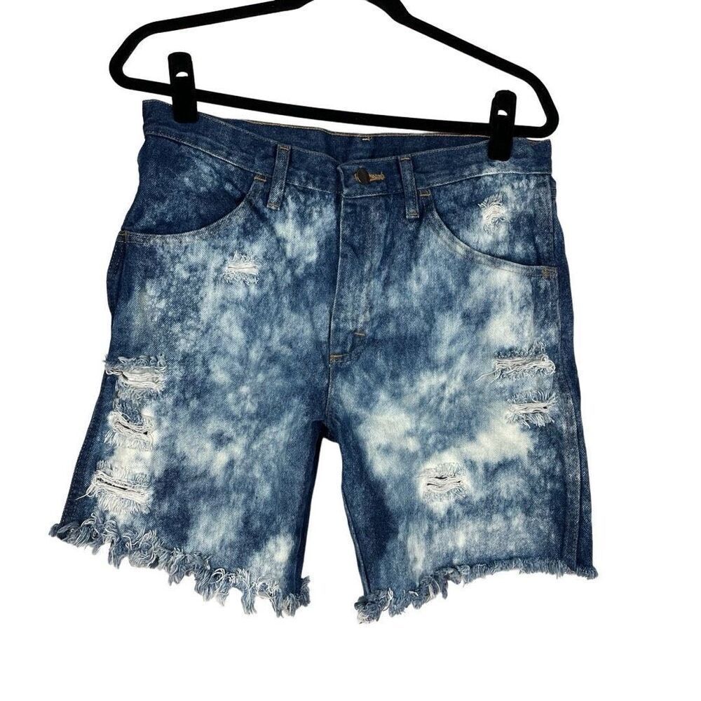 Vintage Rustlers Reworked 100% Cotton Bleach Distressed Bermuda‎ Short - Mens 33